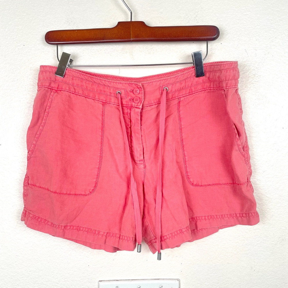 Tommy Bahama Womens Shorts Sz 10 100% Linen Drawstring Cargo Minimalist Beachy